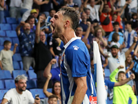 Jofre Carreras celebrates a goal during the match between RCD Espanyol and Villarreal CF, corresponding to week 7 of LaLiga EA Sports, at th...