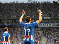 Jofre Carreras celebrates a goal during the match between RCD Espanyol and Villarreal CF, corresponding to week 7 of LaLiga EA Sports, at th...