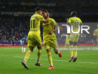 Ayoze Perez celebrates a goal during the match between RCD Espanyol and Villarreal CF, corresponding to week 7 of LaLiga EA Sports, at the R...