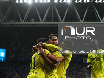 Ayoze Perez celebrates a goal during the match between RCD Espanyol and Villarreal CF, corresponding to week 7 of LaLiga EA Sports, at the R...