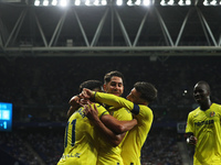 Ayoze Perez celebrates a goal during the match between RCD Espanyol and Villarreal CF, corresponding to week 7 of LaLiga EA Sports, at the R...