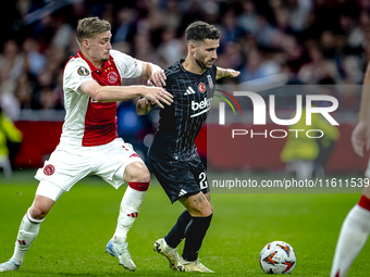 AFC Ajax Amsterdam midfielder Kenneth Taylor and Besiktas JK forward Rafa Silva play during the match Ajax vs. Besiktas at the Johan Cruijff...