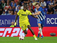 Thierno Barry and Alex Kral play during the match between RCD Espanyol and Villarreal CF, corresponding to week 7 of LaLiga EA Sports, at th...