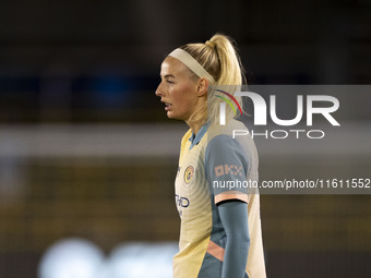 Chloe Kelly #9 of Manchester City W.F.C. during the UEFA Women's Champions League Second Round 2nd Leg match between Manchester City and Par...