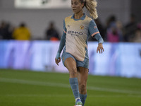 Laia Aleixandri #4 of Manchester City W.F.C. is in action during the UEFA Women's Champions League Second Round 2nd Leg match between Manche...