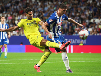 Ayoze Perez and Marash Kumbulla play during the match between RCD Espanyol and Villarreal CF, corresponding to week 7 of LaLiga EA Sports, a...