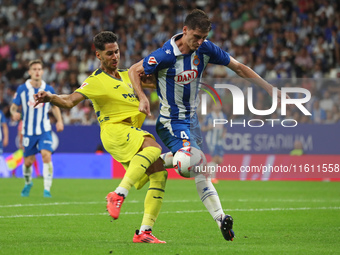 Marash Kumbulla and Ayoze Perez play during the match between RCD Espanyol and Villarreal CF, corresponding to week 7 of LaLiga EA Sports, a...