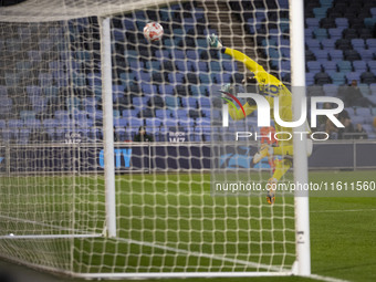 Chiamaka Nnadozie #16 (GK) of Paris FC makes a save during the UEFA Women's Champions League Second Round 2nd Leg match between Manchester C...