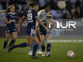 Deja Davis #29 of Paris FC is in action during the UEFA Women's Champions League Second Round 2nd Leg match between Manchester City and Pari...