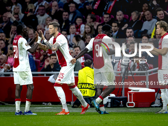 AFC Ajax Amsterdam forward Wout Weghorst replaces AFC Ajax Amsterdam forward Brian Brobbey during the match between Ajax and Besiktas at the...