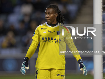 Chiamaka Nnadozie #16 (GK) of Paris FC during the UEFA Women's Champions League Second Round 2nd Leg match between Manchester City and Paris...