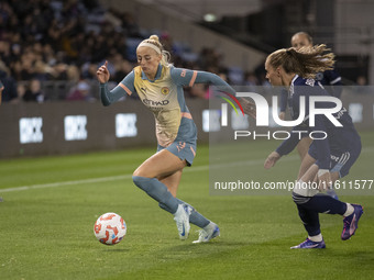 Chloe Kelly #9 of Manchester City W.F.C. is in action during the UEFA Women's Champions League Second Round 2nd Leg match between Manchester...