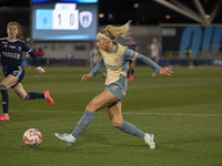 Chloe Kelly #9 of Manchester City W.F.C. is in action during the UEFA Women's Champions League Second Round 2nd Leg match between Manchester...