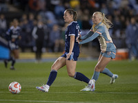 Laura Blindkilde Brown #19 of Manchester City W.F.C. challenges the opponent during the UEFA Women's Champions League Second Round 2nd Leg m...