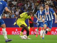 Thierno Barry and Alex Kral play during the match between RCD Espanyol and Villarreal CF, corresponding to week 7 of LaLiga EA Sports, at th...