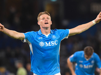 Scott McTominay of SSC Napoli celebrates after scoring during the Coppa Italia match between SSC Napoli and Palermo FC at Stadio Diego Arman...