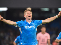 Scott McTominay of SSC Napoli celebrates after scoring during the Coppa Italia match between SSC Napoli and Palermo FC at Stadio Diego Arman...