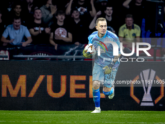 Besiktas JK goalkeeper Mert Gunok during the match between Ajax and Besiktas at the Johan Cruijff ArenA for the UEFA Europa League - League...