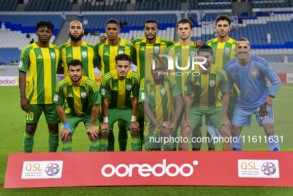 Al-Wakrah SC players pose for a team photo prior to the Ooredoo Qatar Stars League 24/25 match between Al-Wakrah SC and Al-Khor SC at Al Jan...