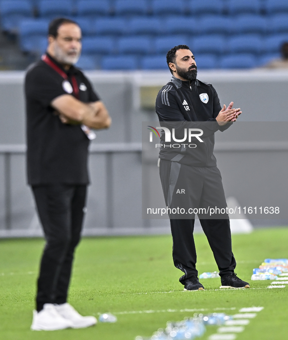 Ali Abdulla Al-Marri, head coach of Al Wakrah SC, reacts during the Ooredoo Qatar Stars League 24/25 match between Al-Wakrah SC and Al-Khor...