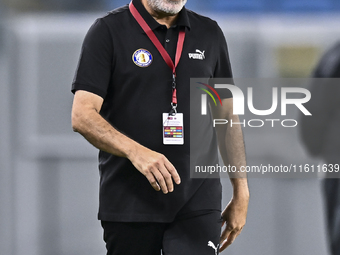 Abdullah Mubarak Al-Aidan, head coach of Al-Khor SC, reacts during the Ooredoo Qatar Stars League 24/25 match between Al-Wakrah SC and Al-Kh...