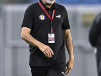 Abdullah Mubarak Al-Aidan, head coach of Al-Khor SC, reacts during the Ooredoo Qatar Stars League 24/25 match between Al-Wakrah SC and Al-Kh...