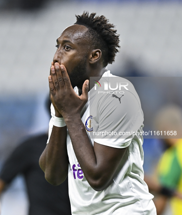 Yohan Boli of Al-Khor SC plays during the Ooredoo Qatar Stars League 24/25 match between Al-Wakrah SC and Al-Khor SC at Al Janoub Stadium in...