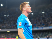 Scott McTominay of SSC Napoli celebrates after scoring during the Coppa Italia match between SSC Napoli and Palermo FC at Stadio Diego Arman...