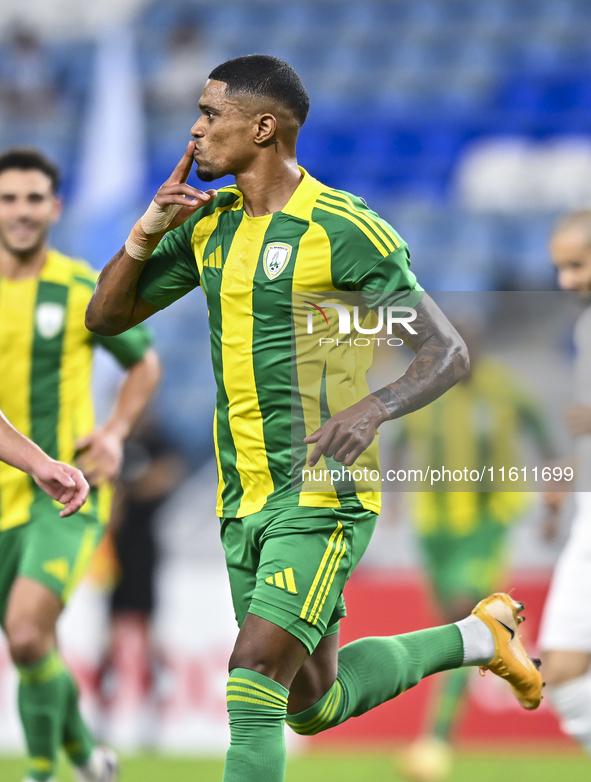 Ricardo Jorge Gomes of Al Wakrah SC celebrates after scoring the goal during the Ooredoo Qatar Stars League 24/25 match between Al-Wakrah SC...