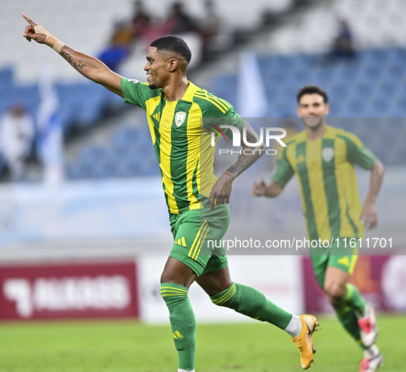 Ricardo Jorge Gomes of Al Wakrah SC celebrates after scoring the goal during the Ooredoo Qatar Stars League 24/25 match between Al-Wakrah SC...