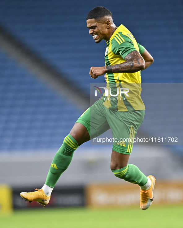 Ricardo Jorge Gomes of Al Wakrah SC celebrates after scoring the goal during the Ooredoo Qatar Stars League 24/25 match between Al-Wakrah SC...