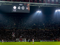 The scoreboard shows 4-0 during the match between Ajax and Besiktas at the Johan Cruijff ArenA for the UEFA Europa League - League phase - M...