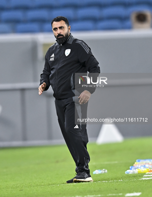 Ali Abdulla Al-Marri, head coach of Al Wakrah SC, reacts during the Ooredoo Qatar Stars League 24/25 match between Al-Wakrah SC and Al-Khor...