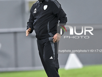 Ali Abdulla Al-Marri, head coach of Al Wakrah SC, reacts during the Ooredoo Qatar Stars League 24/25 match between Al-Wakrah SC and Al-Khor...