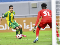 Ayoub Assal (#7) of Al Wakrah SC battles for the ball with Ahmed Basher Ali (R) of Al-Khor SC during the Ooredoo Qatar Stars League 24/25 ma...