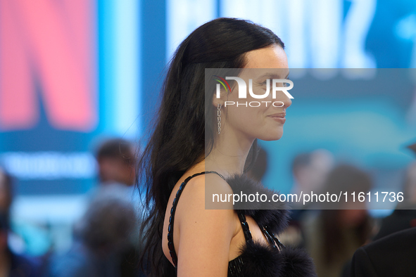 Milena Smith walks the red carpet for the movie ''La Habitacion de al lado'' and the Donostia Award for Pedro Almodovar during the 72nd San...