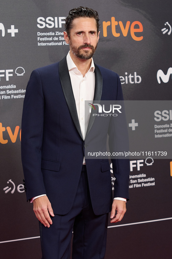 Juan Diego Botto walks the red carpet for the movie ''La Habitacion de al lado'' and the Donostia Award for Pedro Almodovar during the 72nd...