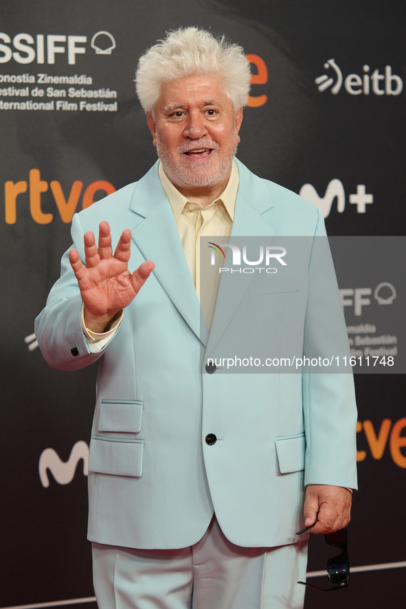 Pedro Almodovar attends the red carpet of the movie ''La Habitacion de al lado'' and receives the Donostia Award during the 72nd San Sebasti...