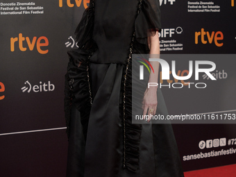 Tilda Swinton attends the red carpet of the movie ''La Habitacion de al Lado'' and the Donostia Award for Pedro Almodovar during the 72nd Sa...