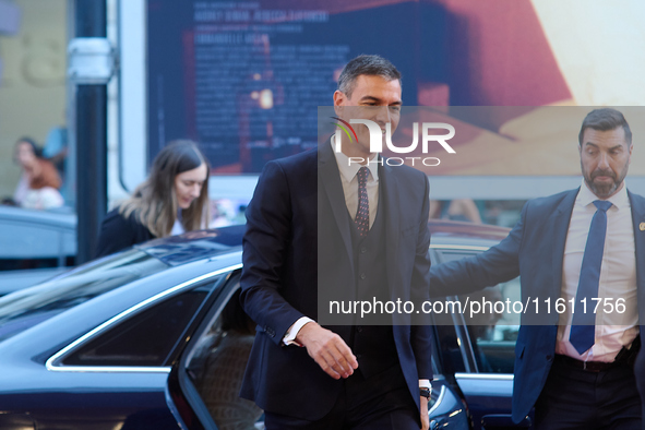 Pedro Sanchez attends the red carpet of the movie ''La Habitacion de al lado'' and the Donostia Award for Pedro Almodovar during the 72nd Sa...