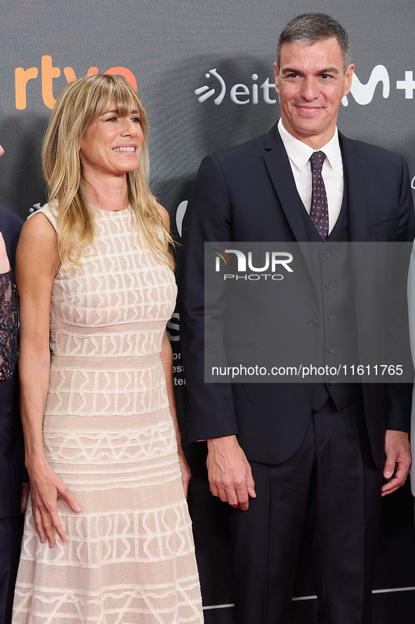 Begona Gomez, Pedro Sanchez, Pedro Almodovar, and Tilda Swinton attend the red carpet of the movie ''La Habitacion de al lado'' and the Dono...