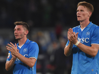 Scott McTominay and Billy Gilmour of SSC Napoli applauds fans at the end of the Coppa Italia match between SSC Napoli and Palermo FC at Stad...