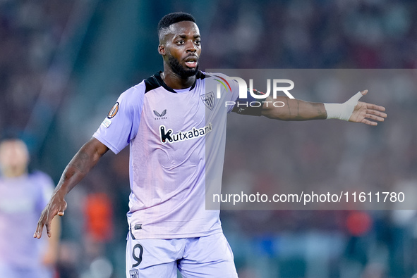 Inaki Williams of Athletic Club gestures during the UEFA Europa League 2024/25 League Phase MD1 match between AS Roma and Athletic Club at S...