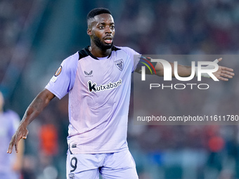 Inaki Williams of Athletic Club gestures during the UEFA Europa League 2024/25 League Phase MD1 match between AS Roma and Athletic Club at S...