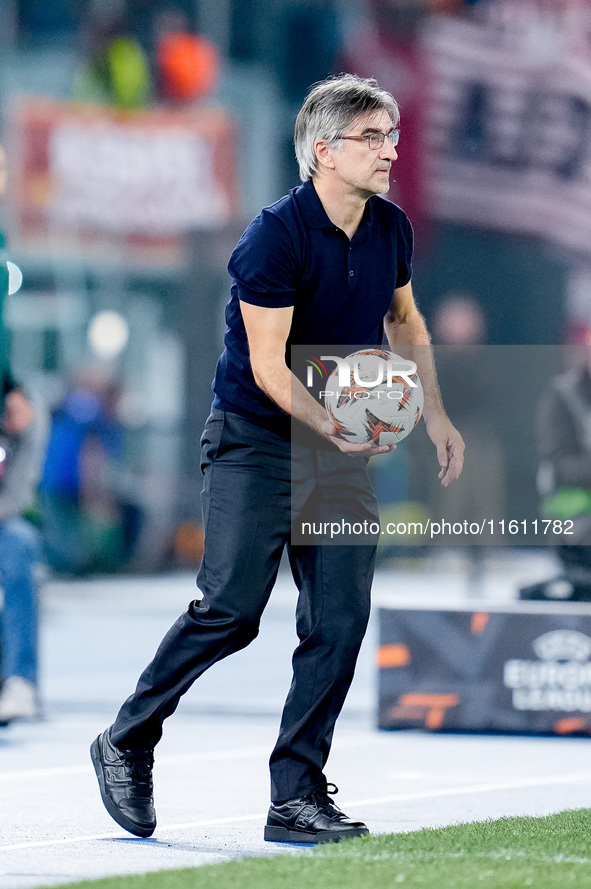 Ivan Juric head coach of AS Roma during the UEFA Europa League 2024/25 League Phase MD1 match between AS Roma and Athletic Club at Stadio Ol...