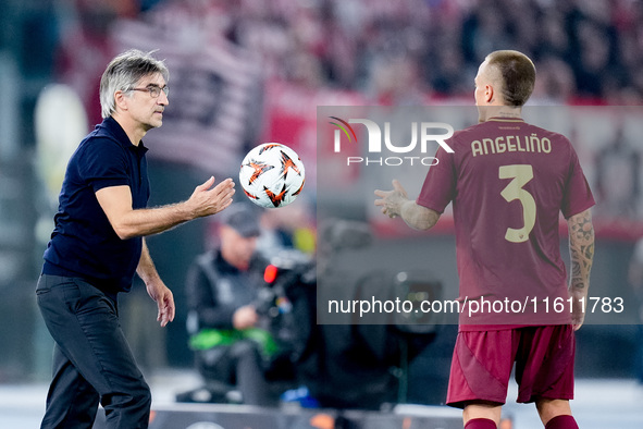 Ivan Juric head coach of AS Roma during the UEFA Europa League 2024/25 League Phase MD1 match between AS Roma and Athletic Club at Stadio Ol...