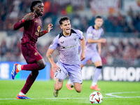 Manu Kone' of AS Roma and Benat Prados of Athletic Club compete for the ball during the UEFA Europa League 2024/25 League Phase MD1 match be...