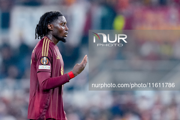 Manu Kone' of AS Roma gestures during the UEFA Europa League 2024/25 League Phase MD1 match between AS Roma and Athletic Club at Stadio Olim...