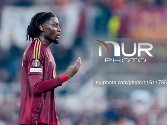 Manu Kone' of AS Roma gestures during the UEFA Europa League 2024/25 League Phase MD1 match between AS Roma and Athletic Club at Stadio Olim...