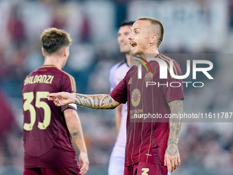 Angelino of AS Roma gestures during the UEFA Europa League 2024/25 League Phase MD1 match between AS Roma and Athletic Club at Stadio Olimpi...